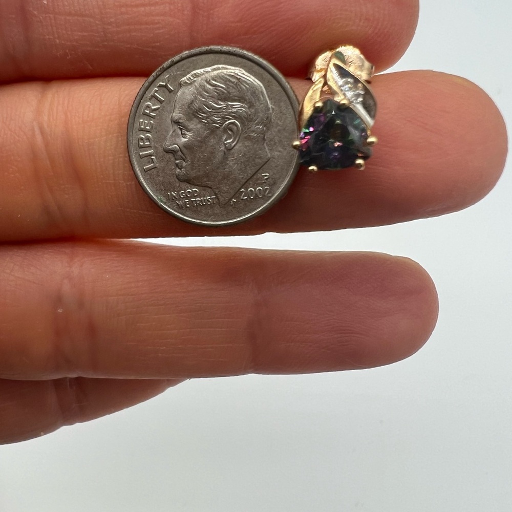 🔴🆑Authentic 10K Real Gold and Mystic Stone Stud Earrings🆑🔴 - Picture 9 of 9